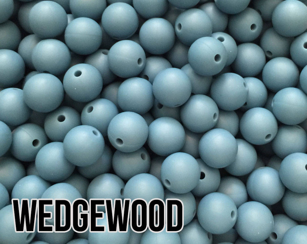 9 mm Round  Round Wedgewood Silicone Beads (aka Medium Blue, Dusty Blue)