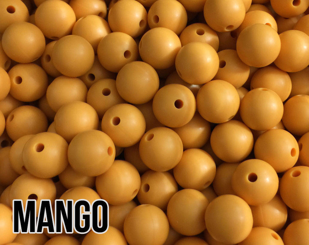12 mm Round  Round Mango Silicone Beads (aka Orange)