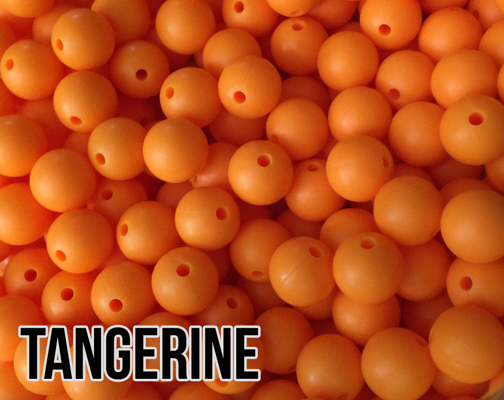 9 mm Round  Round Tangerine Silicone Beads (aka Bright Orange)