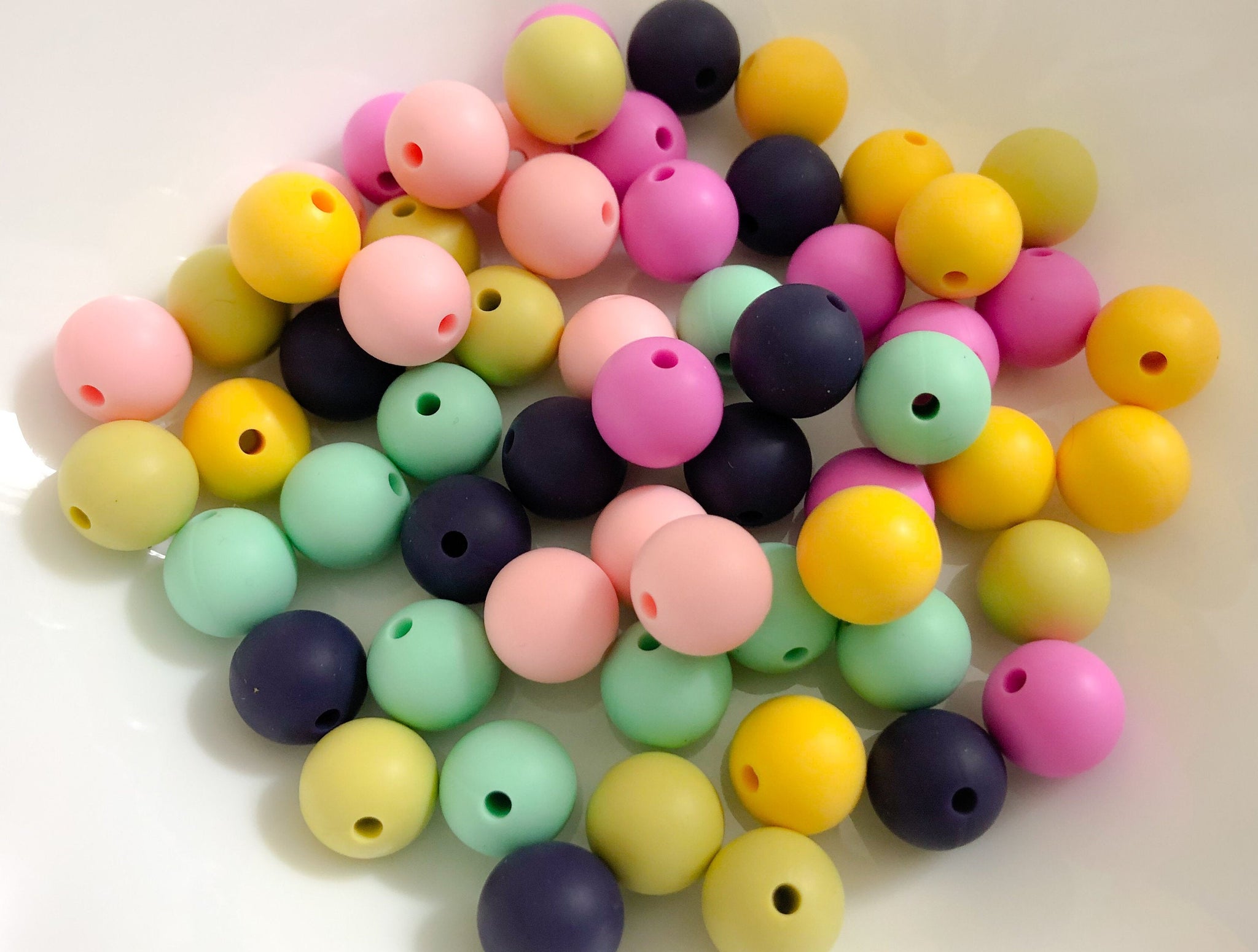 60 Bulk Silicone Beads - Peaches - Twilight, Bubblegum, Baby, Custard, Celery, and Mint