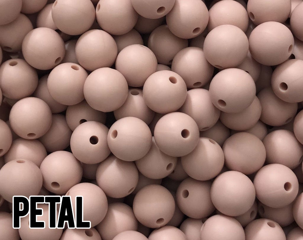 15 mm Round Petal Silicone Beads  (aka Light Dusty Pink)