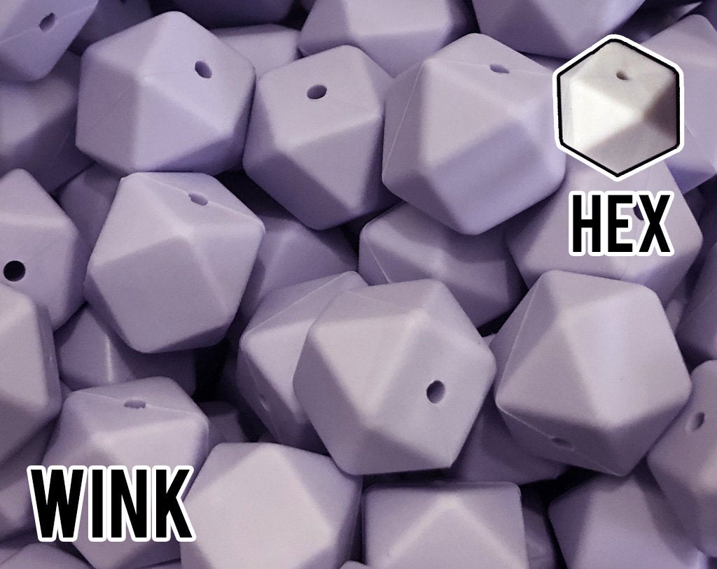 17 mm Hexagon Wink Silicone Beads (aka Light Purple, Pastel Purple)