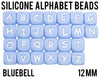 Bluebell (Blue) A-Z Silicone Alphabet Cube Beads - 12 mm square