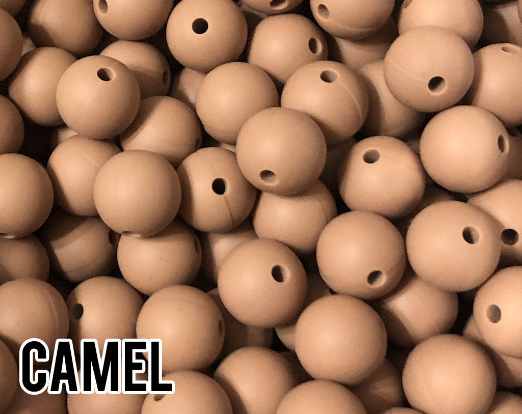 12 mm Round  Camel Silicone Beads 5-1,000 (aka Tan, Light Brown, Beige) - Bulk Silicone Beads Wholesale - DIY Jewelry