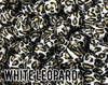 12 mm Round  White Leopard Silicone Beads (aka Animal Print)