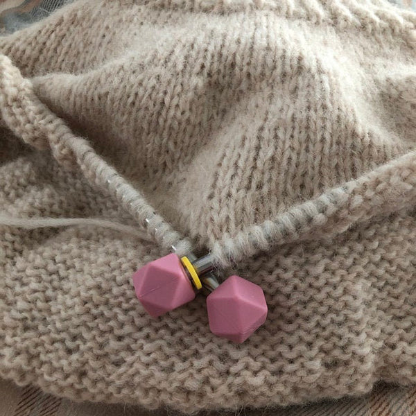 Blush Rainbow Knitting Needle Stitch Stoppers. Needle 