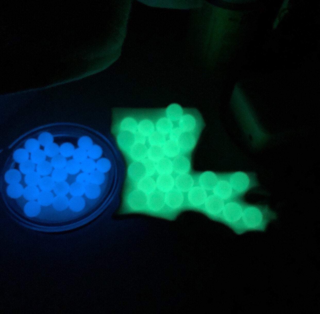 12 mm Round  Round Glow in the Dark (green) Silicone Beads (aka Clear)