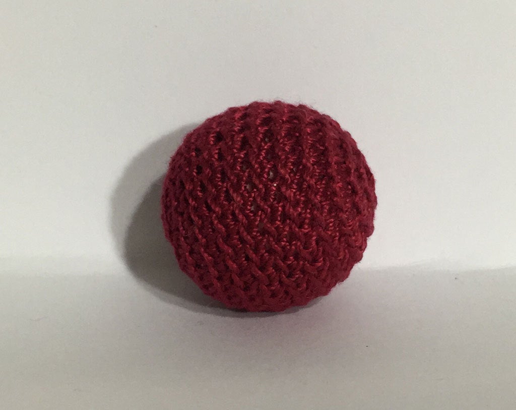 1.06" / 27 mm Crochet Wood Bead in Ox (11) -  1 Hand Crocheted Birch Wood Ball for Teething
