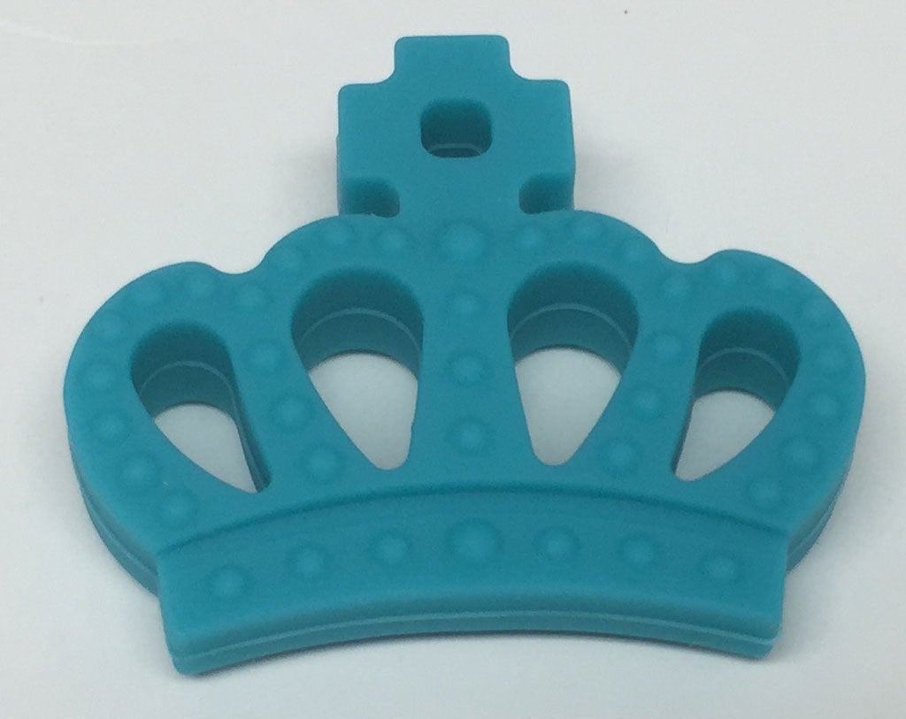 Silicone Crown Teether in Peacock - Silicone Teething, Silicone Teether, Teething Pendant