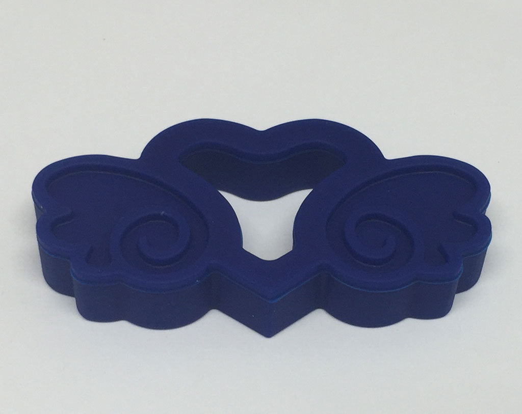 Silicone Heart with Wings Teether in Navy - Silicone Teething, Silicone Teether, Teething Pendant