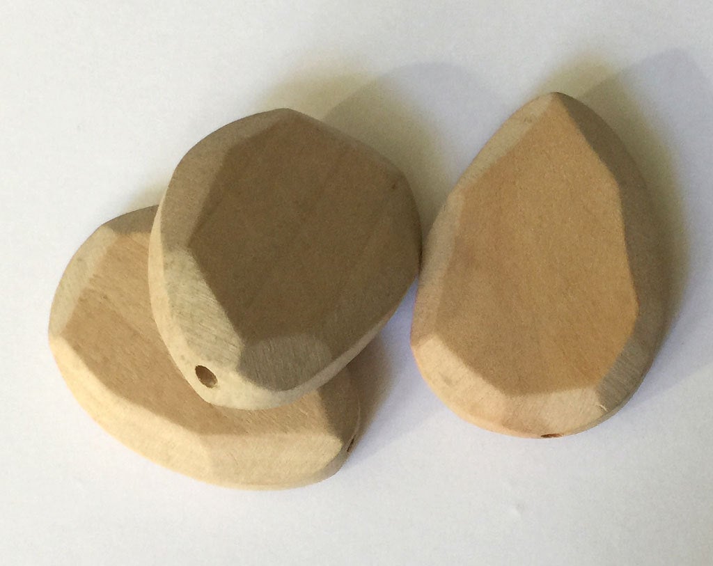 Wood Stone Bead - 1.65" x 1.18"