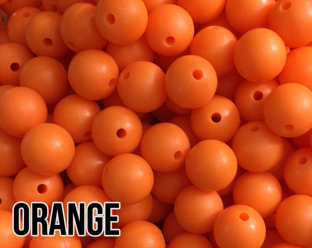 9 mm Round  Round Orange Silicone Beads