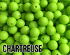 9 mm Round  Round Chartreuse Silicone Beads (aka Bright Green)