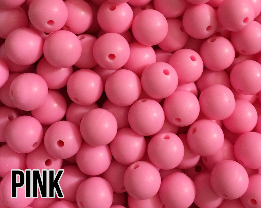 9 mm Round  Round Pink Silicone Beads