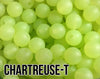 9 mm Round  Round Chartreuse-T Silicone Beads (aka Translucent Chartreuse Green)