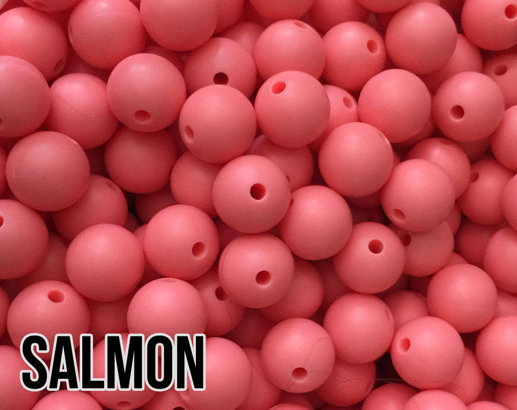 9 mm Round  Round Salmon Silicone Beads (aka Pink Orange, Watermelon)