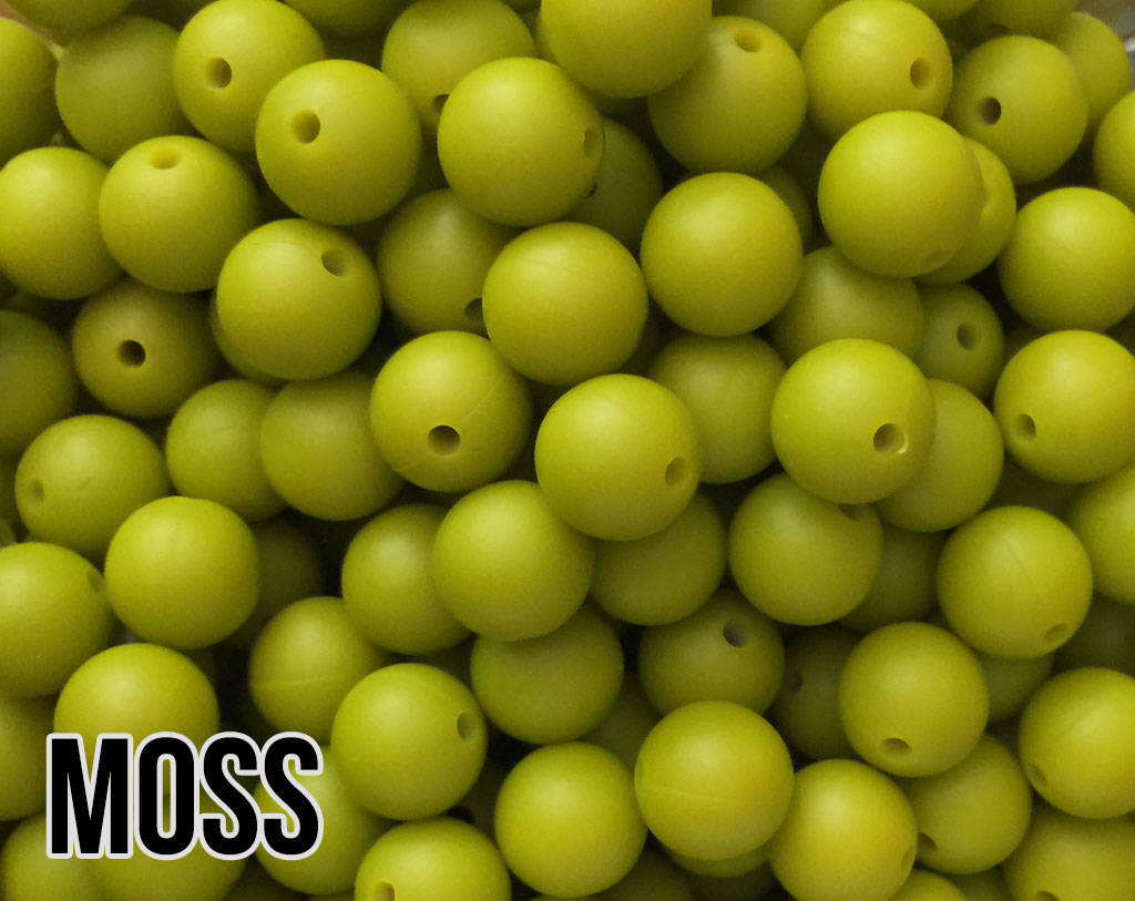 9 mm Round  Round Moss Silicone Beads (aka Bright Green, Bright Chartreuse)