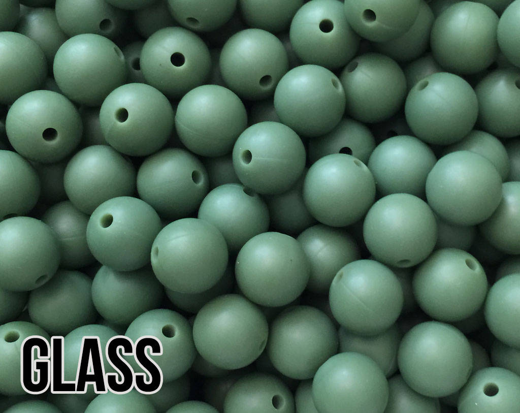 9 mm Round  Round Glass Silicone Beads (aka Dark Green)