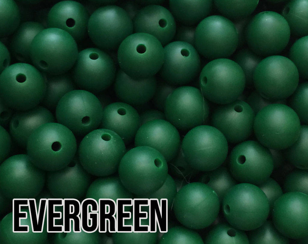 9 mm Round  Round Evergreen Silicone Beads (aka Dark Green)