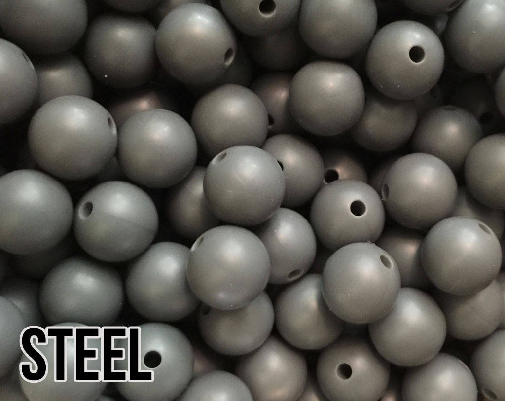 9 mm Round  Round Steel Silicone Beads (aka Dark Grey)