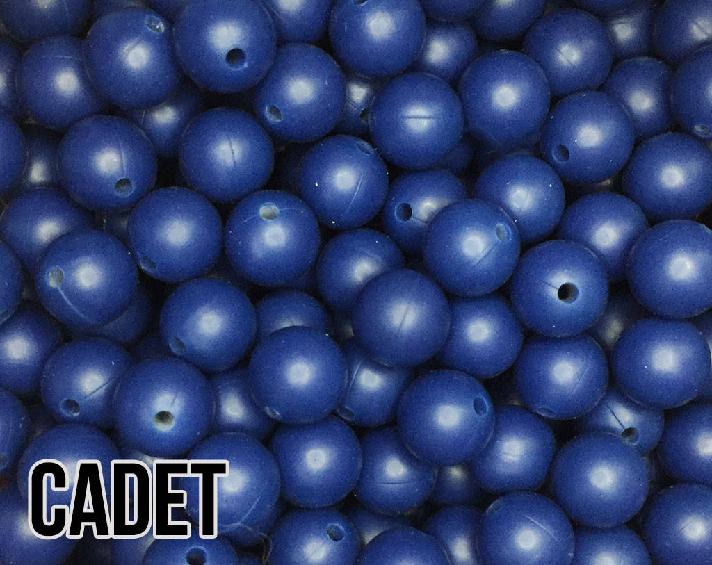 9 mm Round  Round Cadet Silicone Beads (aka Dark Blue)