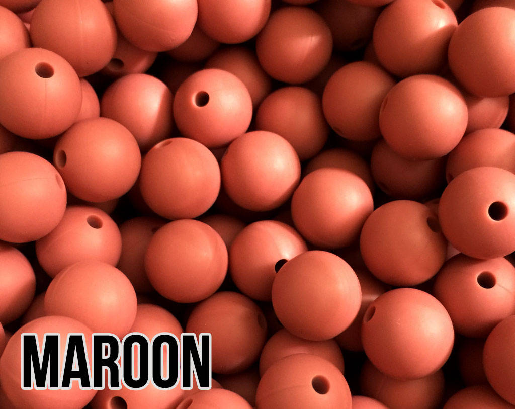 12 mm Round  Round Maroon Silicone Beads (aka Terra)