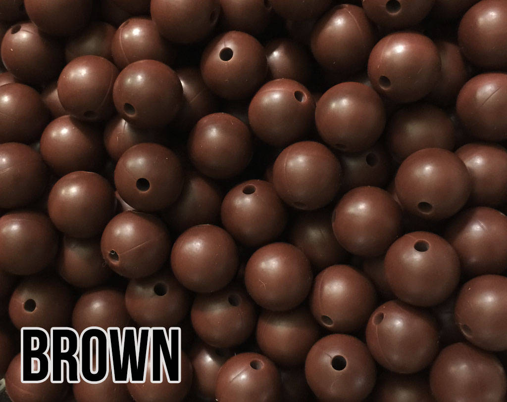 12 mm Round  Round Brown Silicone Beads (aka Chocolate)