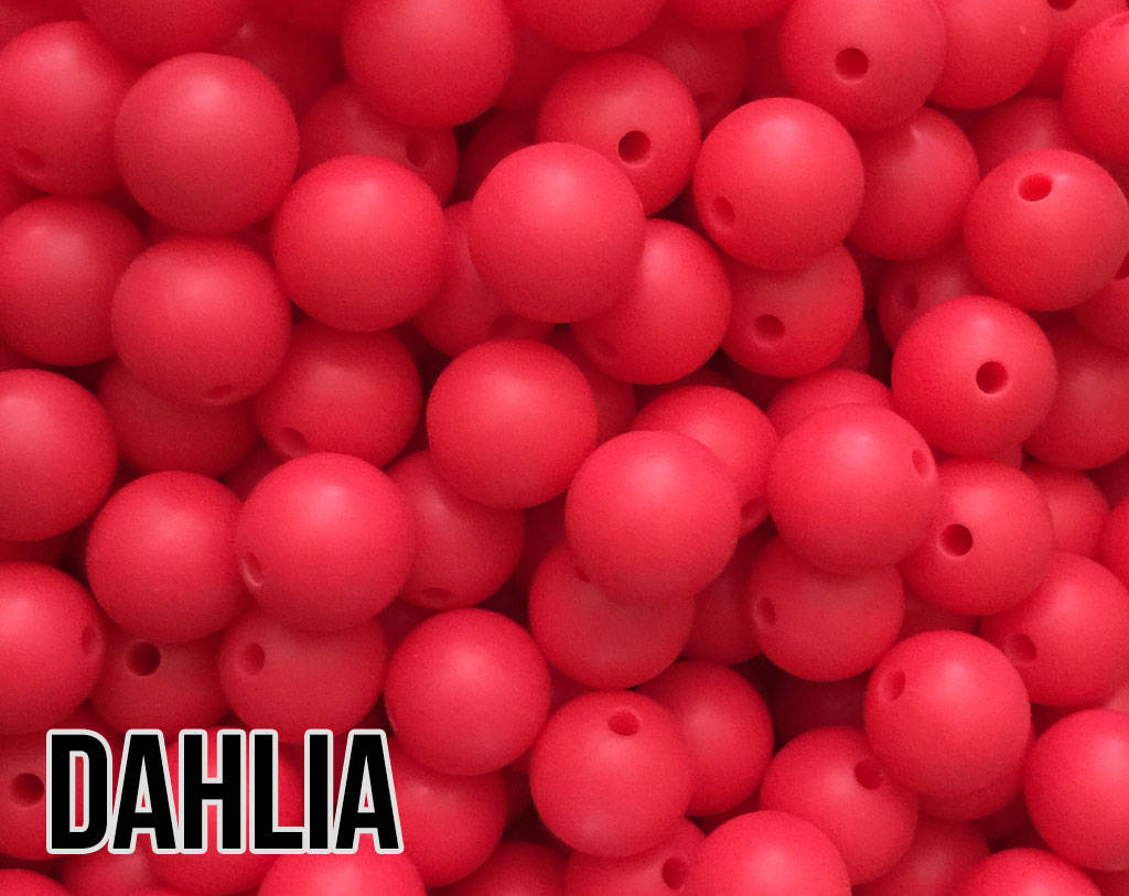 12 mm Round  Round Dahlia Silicone Beads (aka Bright Coral, Pink Coral)