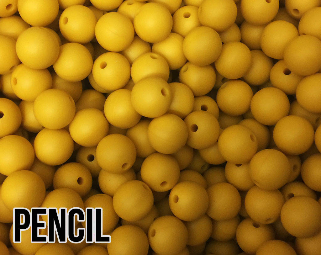 12 mm Round  Round Pencil Silicone Beads (aka Medium Yellow, Mustard)