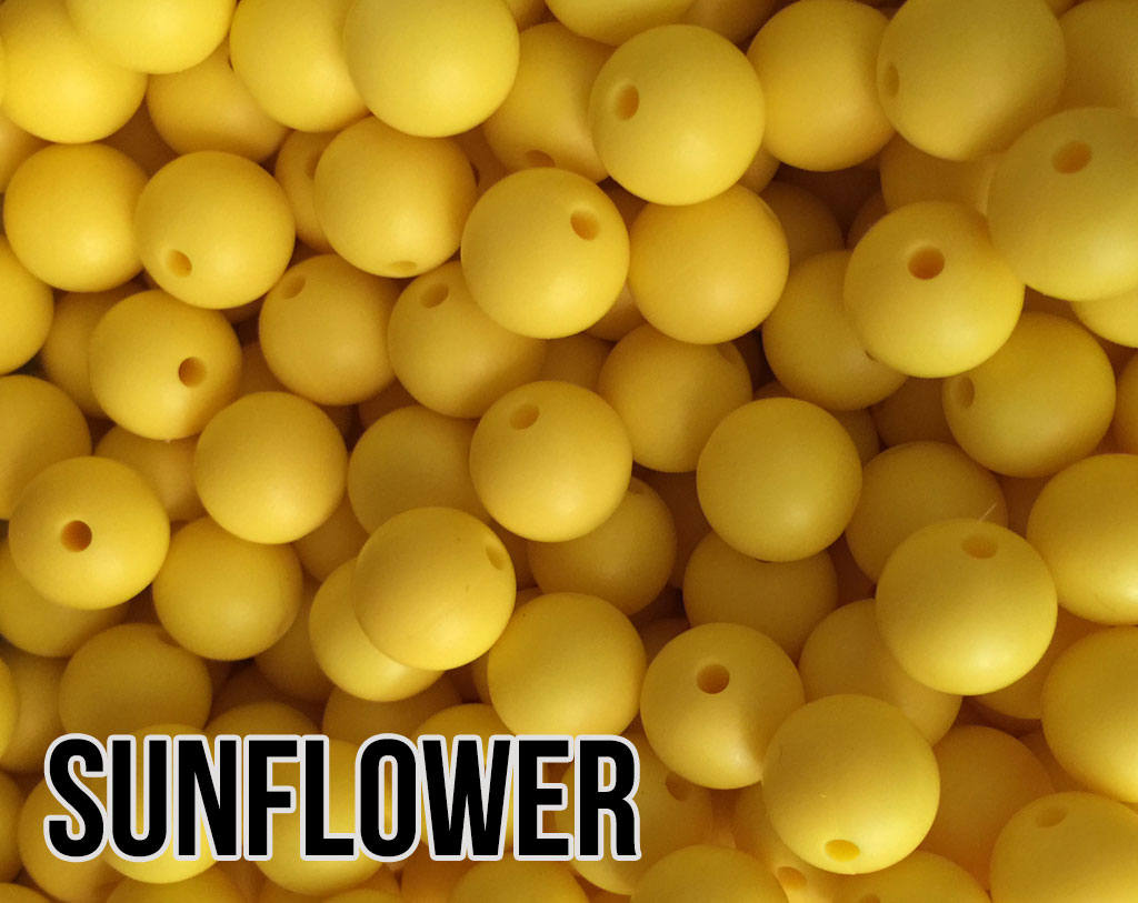 12 mm Round  Round Sunflower Silicone Beads (aka Bright Yellow)