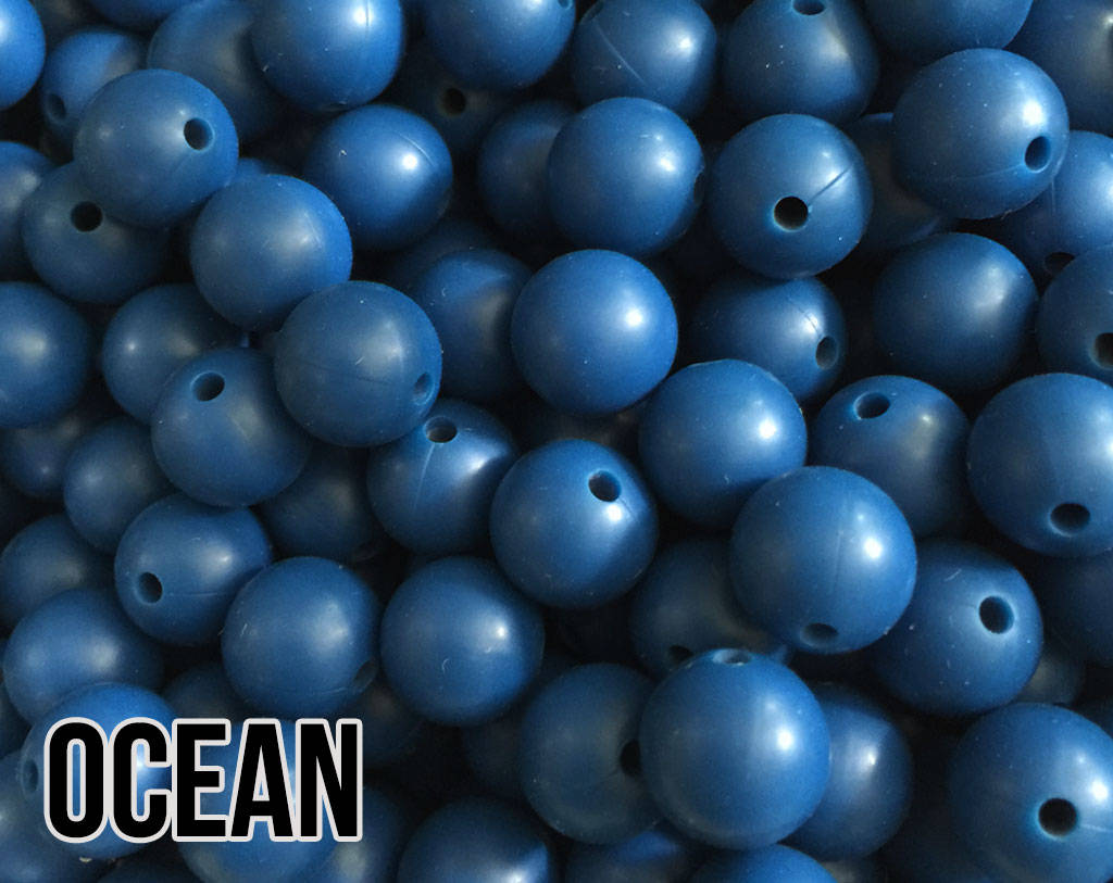 15 mm Round Ocean Silicone Beads  (aka Sapphire, Dark Blue)