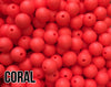 15 mm Round Coral Silicone Beads  (aka Orange Coral, Strawberry)
