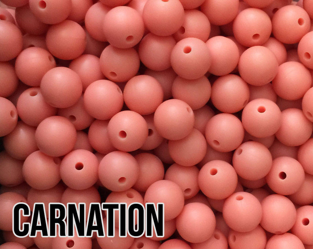 15 mm Round Carnation Silicone Beads  (aka Light Pink Orange)