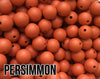 15 mm Round Persimmon Pumpkin Silicone Beads  (aka Dark Orange)