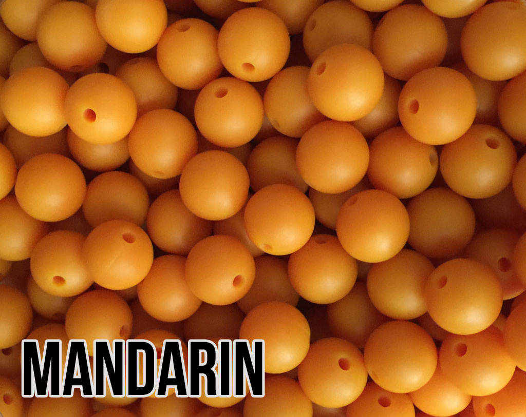 15 mm Round Mandarin Silicone Beads  (aka Dusty Orange)