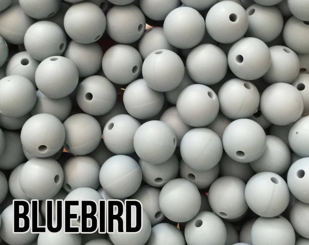 15 mm Round Bluebird Silicone Beads  (aka Light Blue, Pastel Blue)