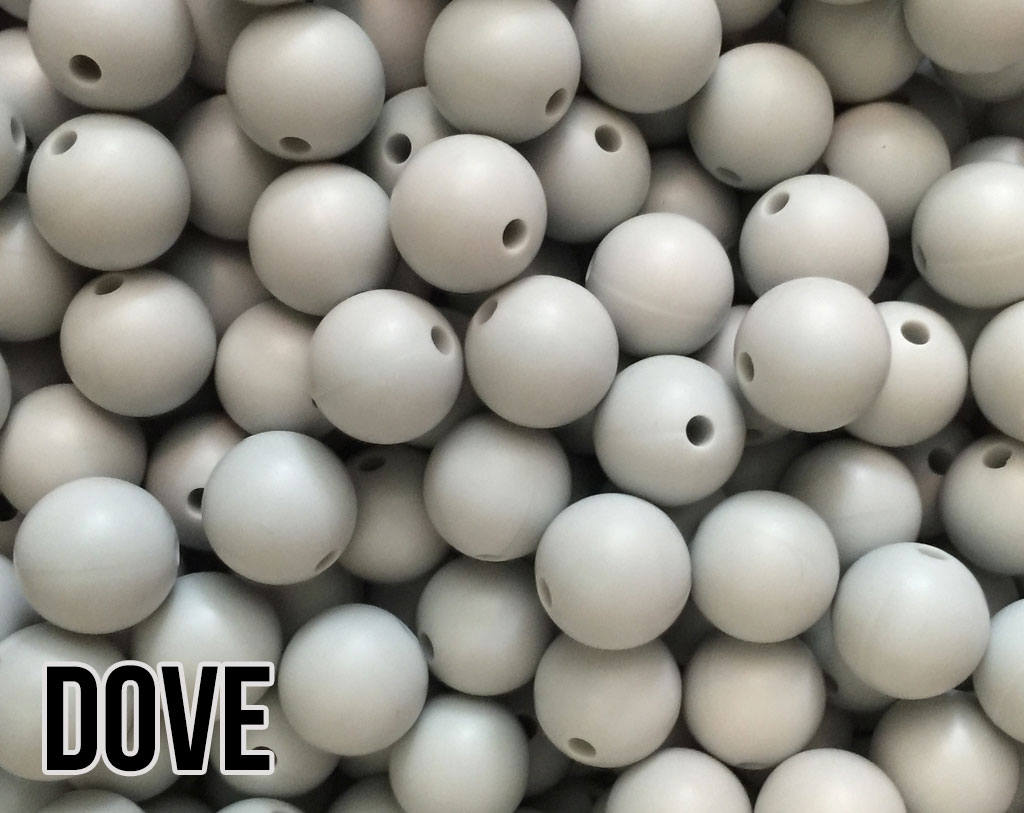 15 mm Round Dove Silicone Beads  (aka Light Grey)