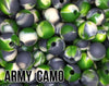 15 mm Round Army Camo Silicone Beads  (green, grey, ivory)