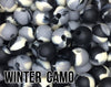 15 mm Round Winter Camo Silicone Beads  (black, grey, ivory)