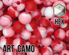 17 mm Hexagon Art Camo Silicone Beads (red, white, pink)