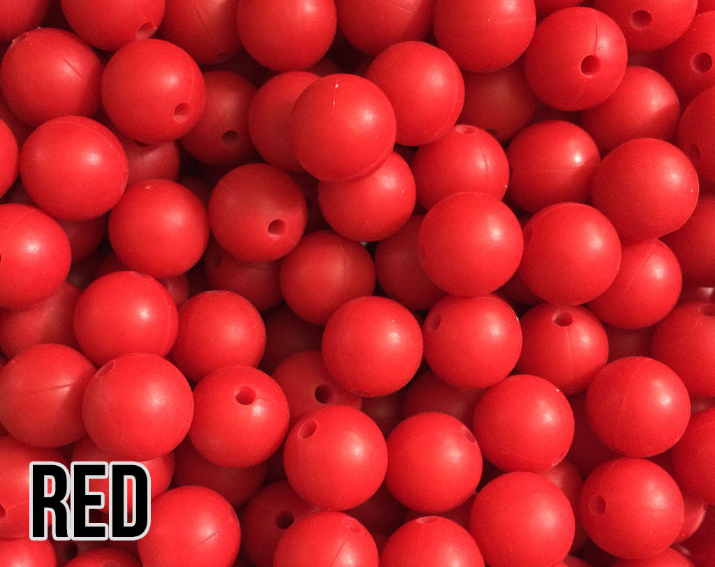 9 mm Round  Round Red  Silicone Beads (aka Scarlet Red)