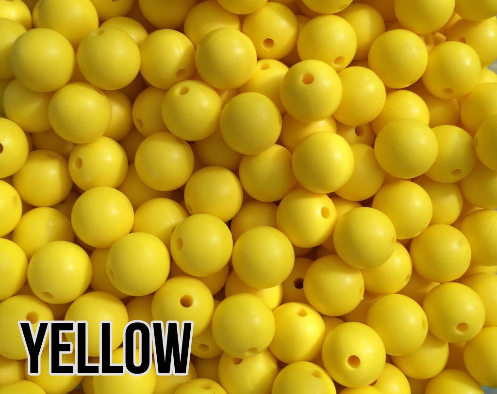 9 mm Round  Round Yellow Silicone Beads