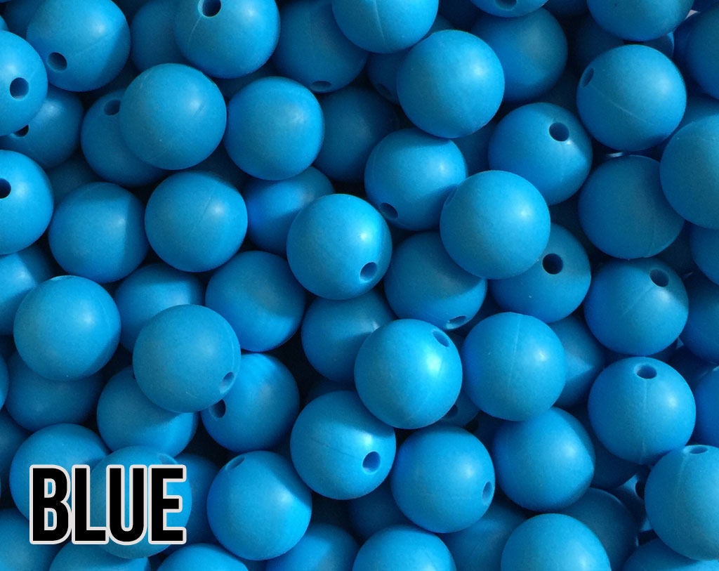 9 mm Round  Round Blue Silicone Beads (aka Deep Sky Blue)