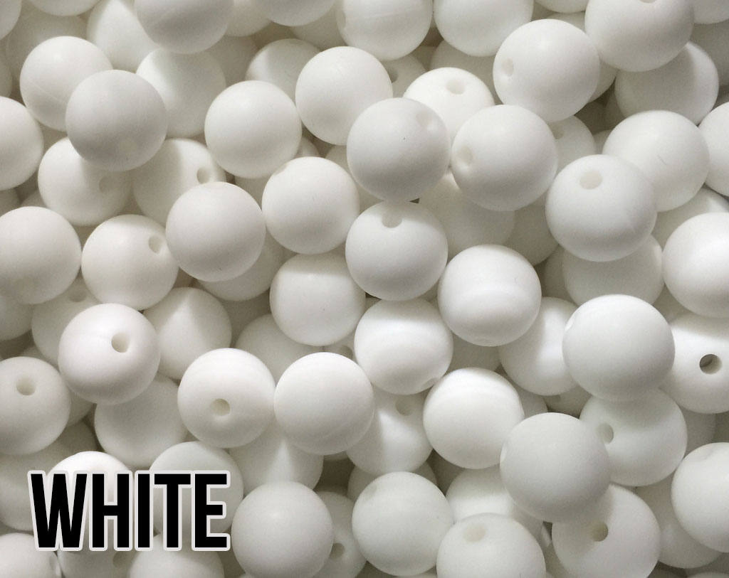 9 mm Round  Round White Silicone Beads (aka Snow)