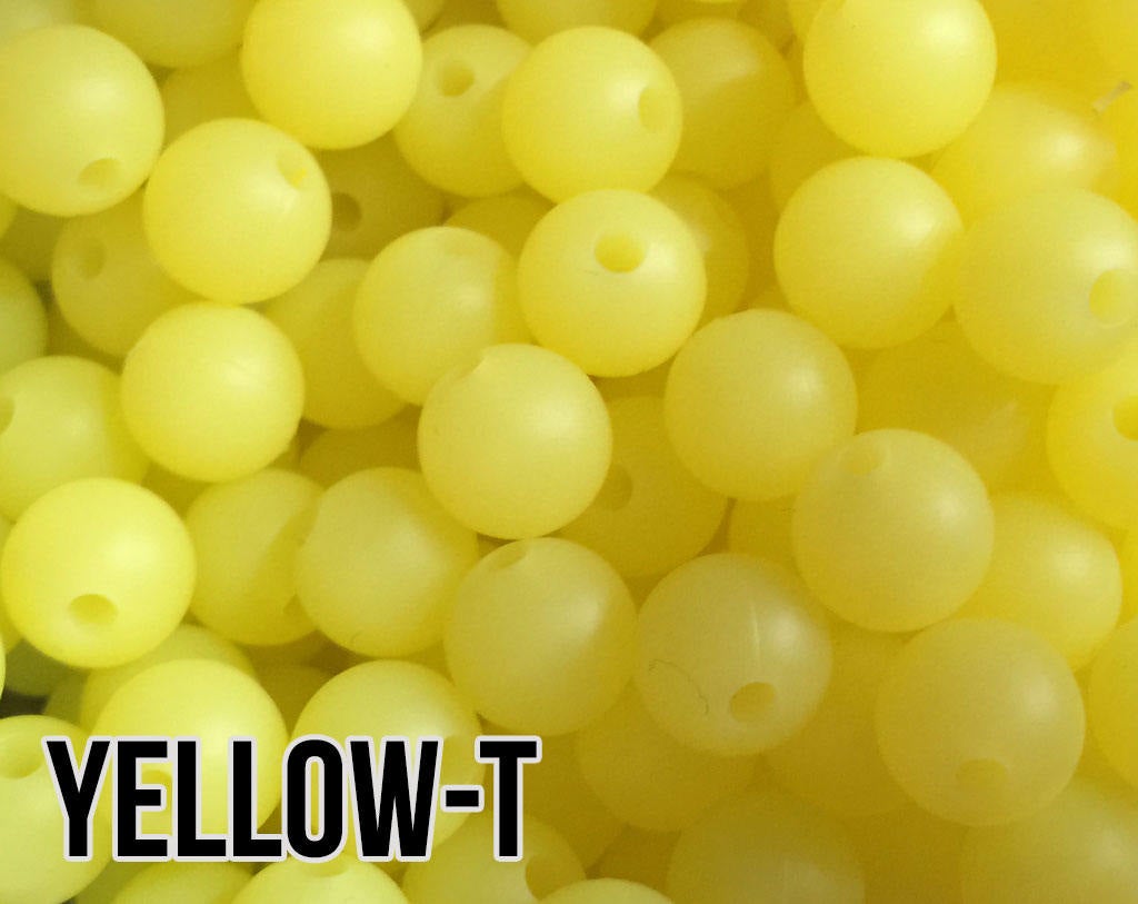 9 mm Round  Round Yellow-T Silicone Beads (aka Translucent Yellow)