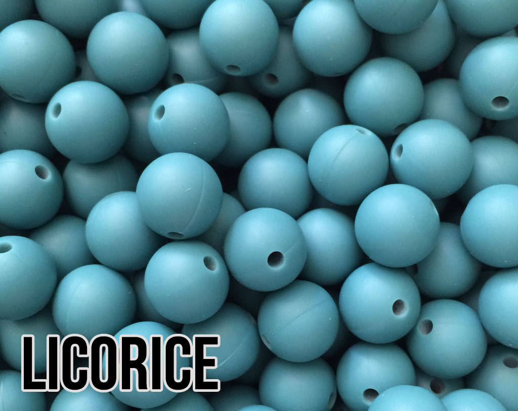 9 mm Round  Round Licorice Silicone Beads (aka Medium Teal, Turquoise)