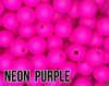 9 mm Round  Round Neon Purple Silicone Beads