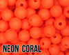 9 mm Round  Round Neon Coral Silicone Beads