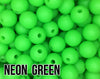 9 mm Round  Round Neon Green Silicone Beads