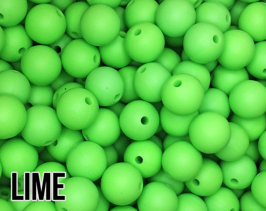 9 mm Round  Round Lime Silicone Beads (aka Light Green, Bright Green)